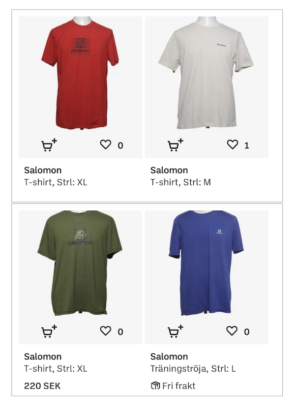Resultat: Salomon t-shirt på Sellpy